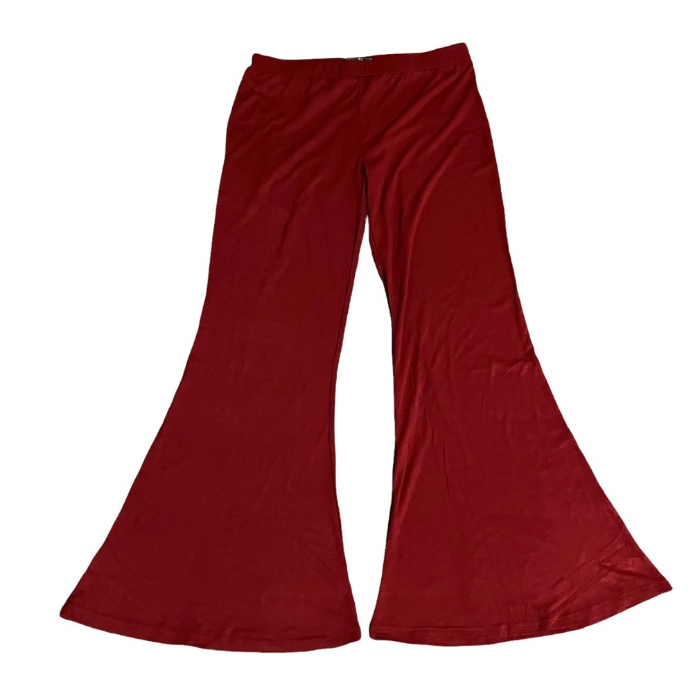 NWT L&B Lucky & Blessed Wine Red Flare Pants